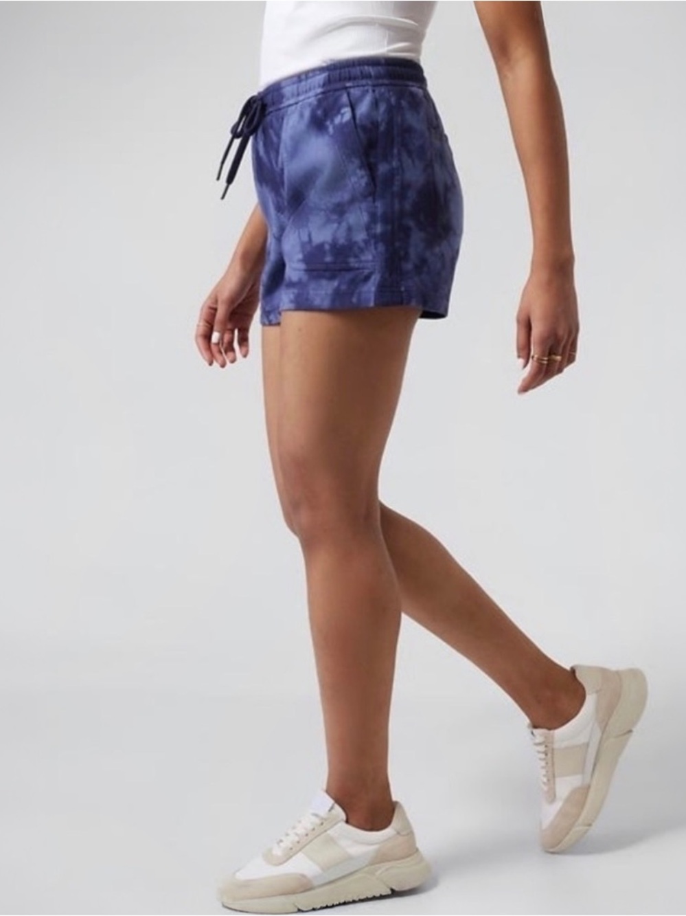Athleta Farallon Tie Dye Shorts Navy Cotton Stretch Pull On Lounge Size Small